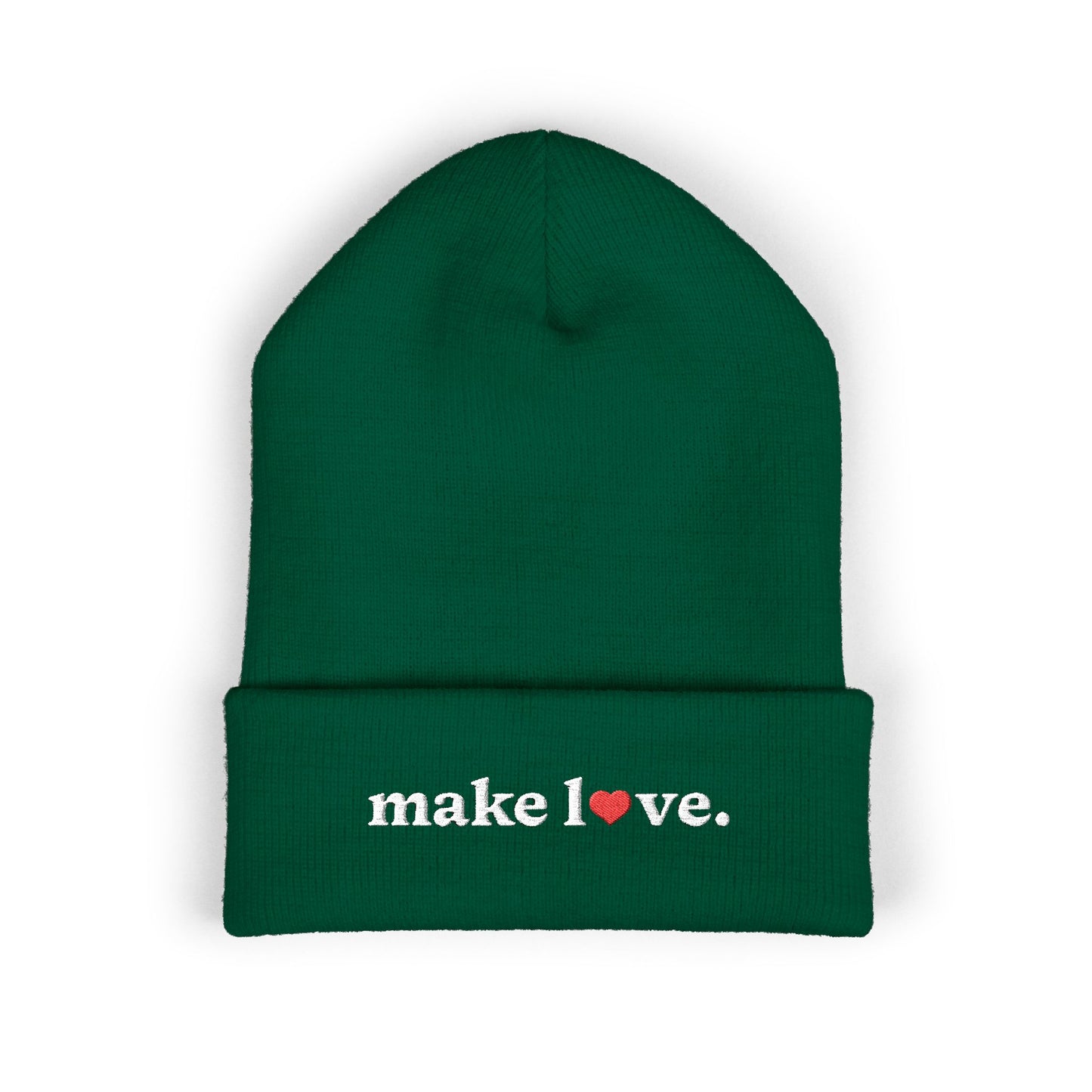 Make Love Embroidered Beanie, Cozy Cuffed Beanie Hat, Trendy Winter Accessory, Gift for Him or Her, Valentines Day Beanie, Unisex Hat