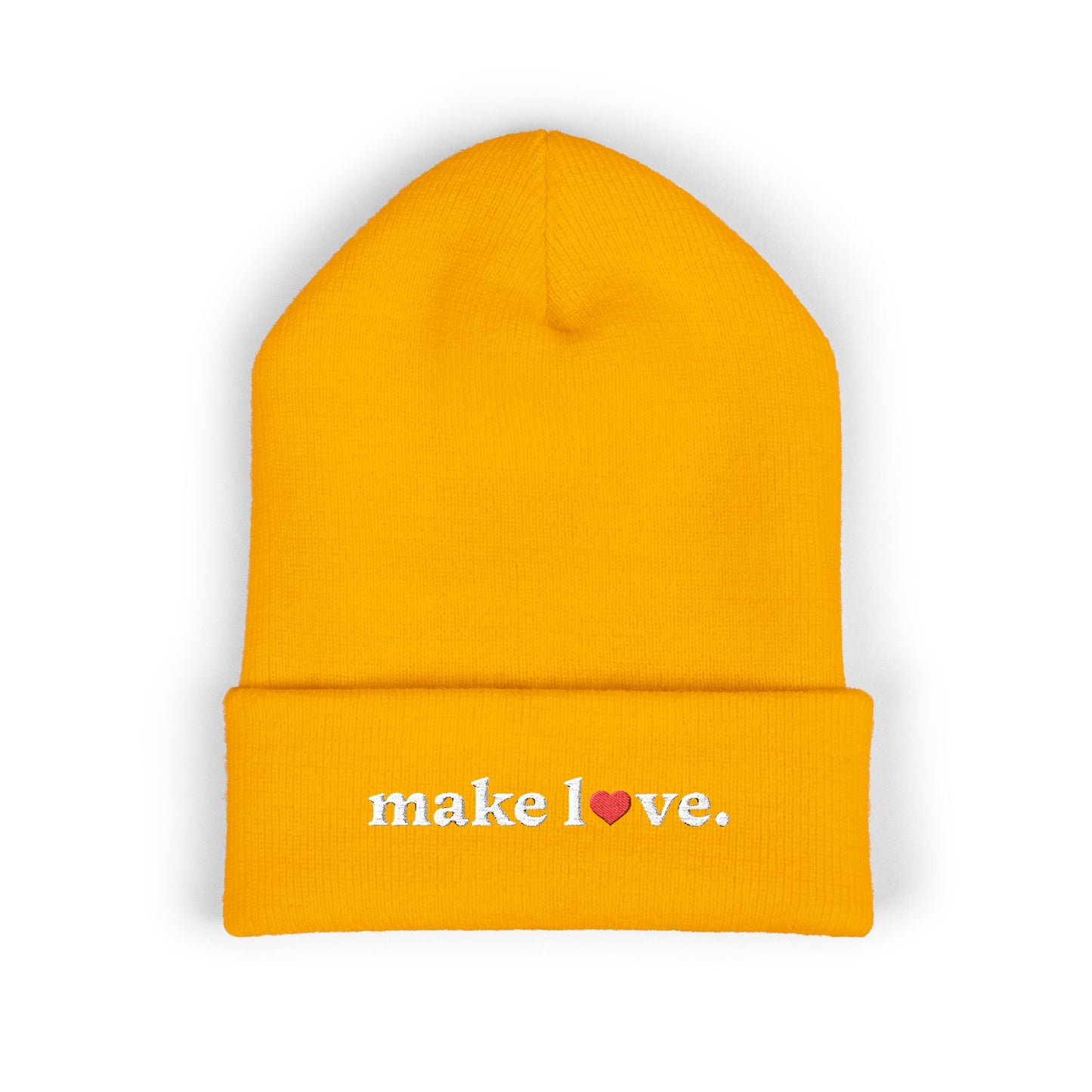 Make Love Embroidered Beanie, Cozy Cuffed Beanie Hat, Trendy Winter Accessory, Gift for Him or Her, Valentines Day Beanie, Unisex Hat