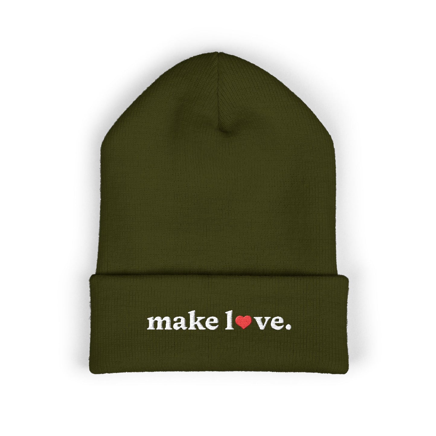 Make Love Embroidered Beanie, Cozy Cuffed Beanie Hat, Trendy Winter Accessory, Gift for Him or Her, Valentines Day Beanie, Unisex Hat