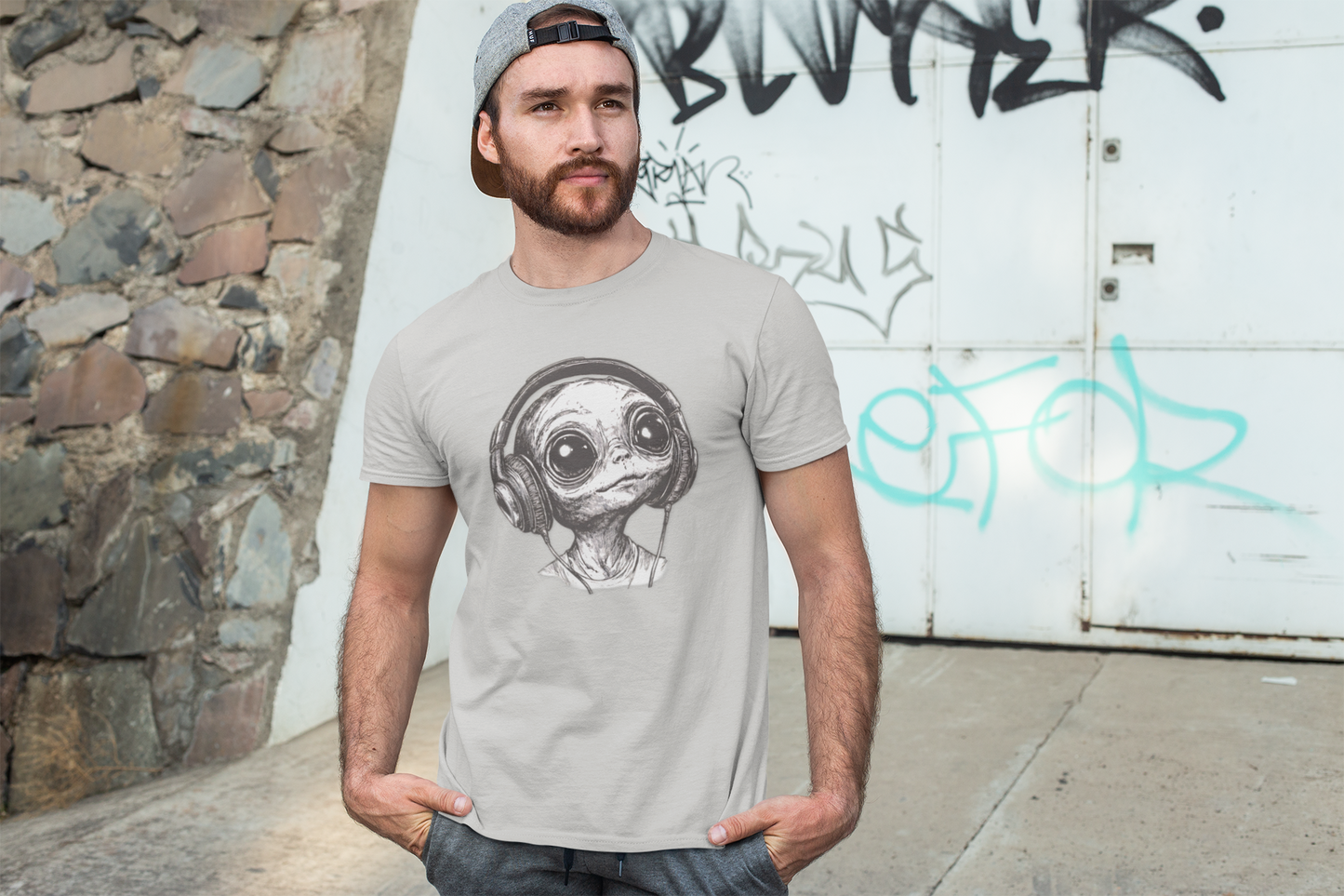 Big-Bang-Pixels-Alien-Headphones-T-Shirt-Ice-Grey