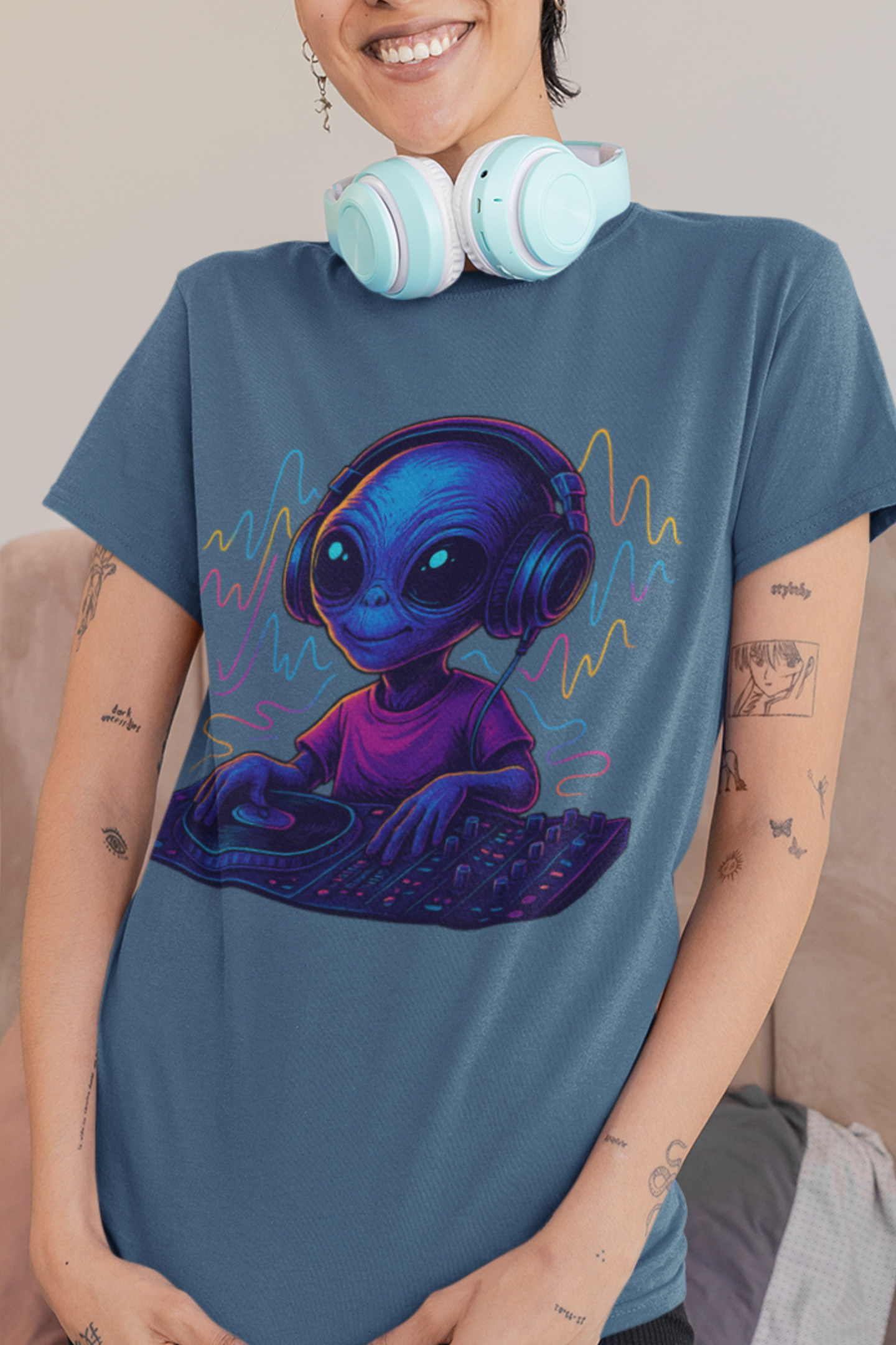 Big-Bang-Pixels-Alien-DJ-Shirt-Indigo-Blue