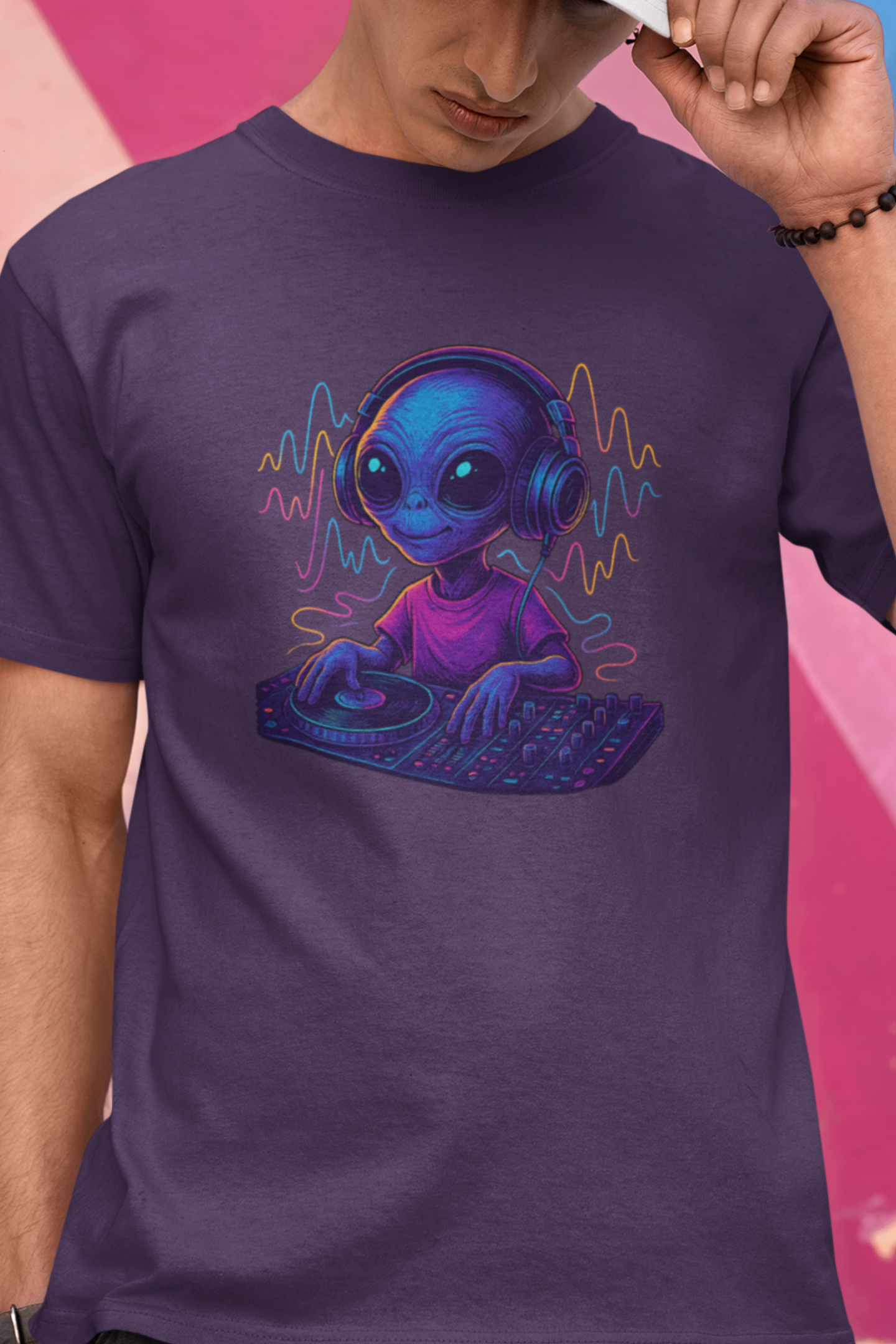 Big-Bang-Pixels-Alien-DJ-Shirt-Purple