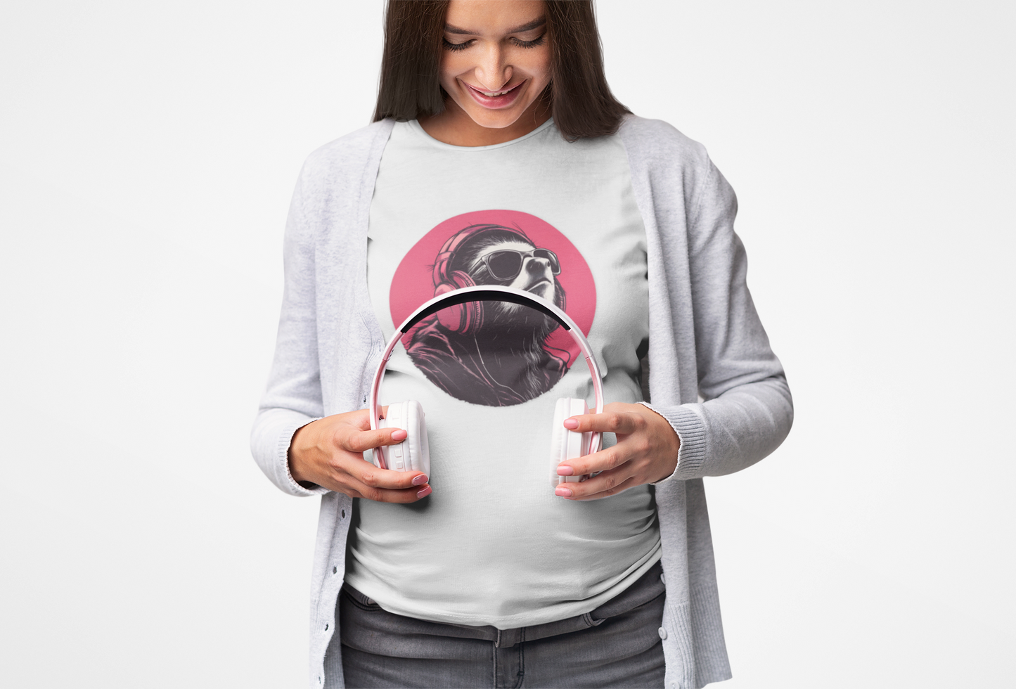 Big-Bang-Pixels-Funky-Sloth-T-Shirt-Ash