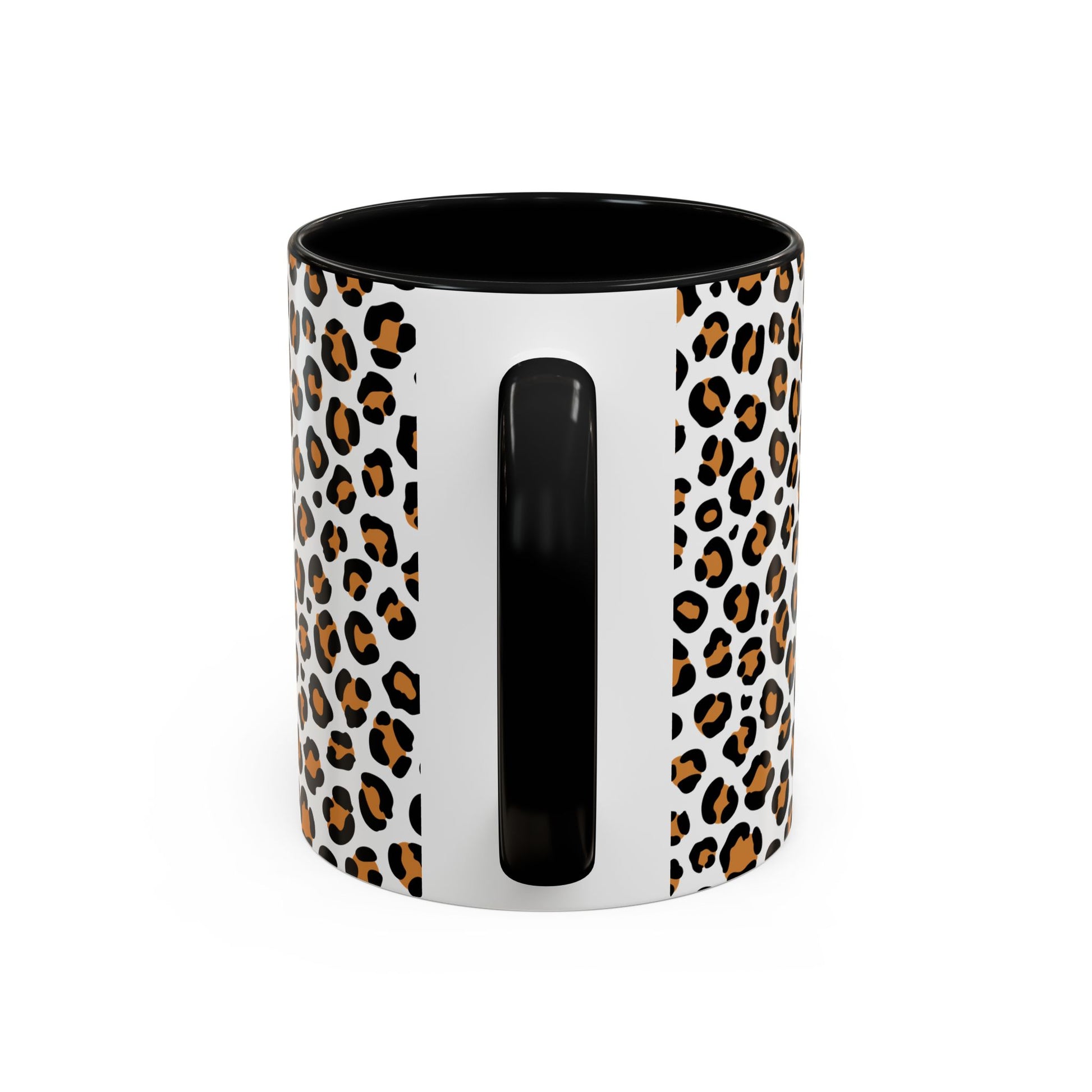 Mug with leopard print pattern on a white background