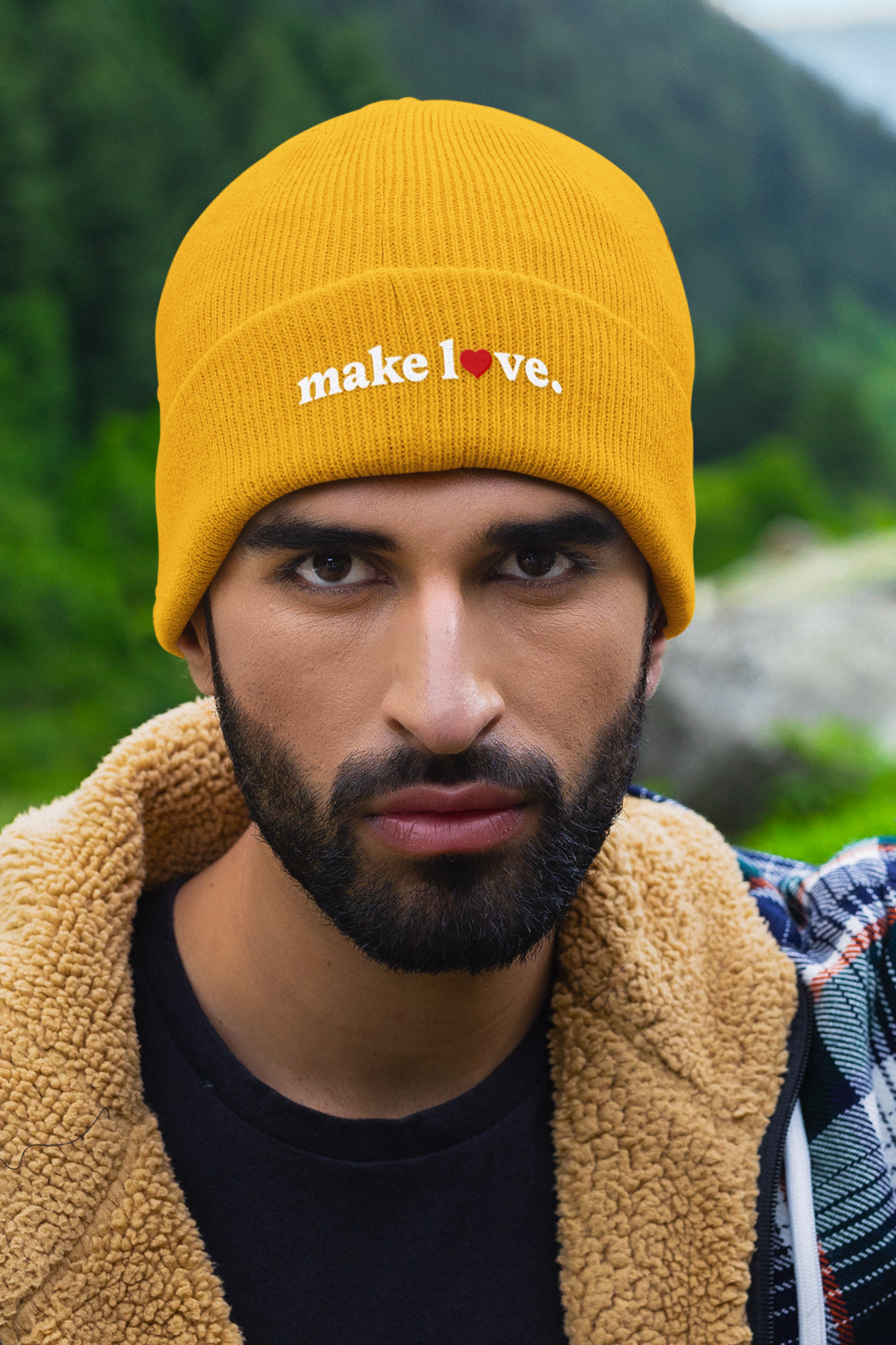 Make Love Embroidered Beanie, Cozy Cuffed Beanie Hat, Trendy Winter Accessory, Gift for Him or Her, Valentines Day Beanie, Unisex Hat