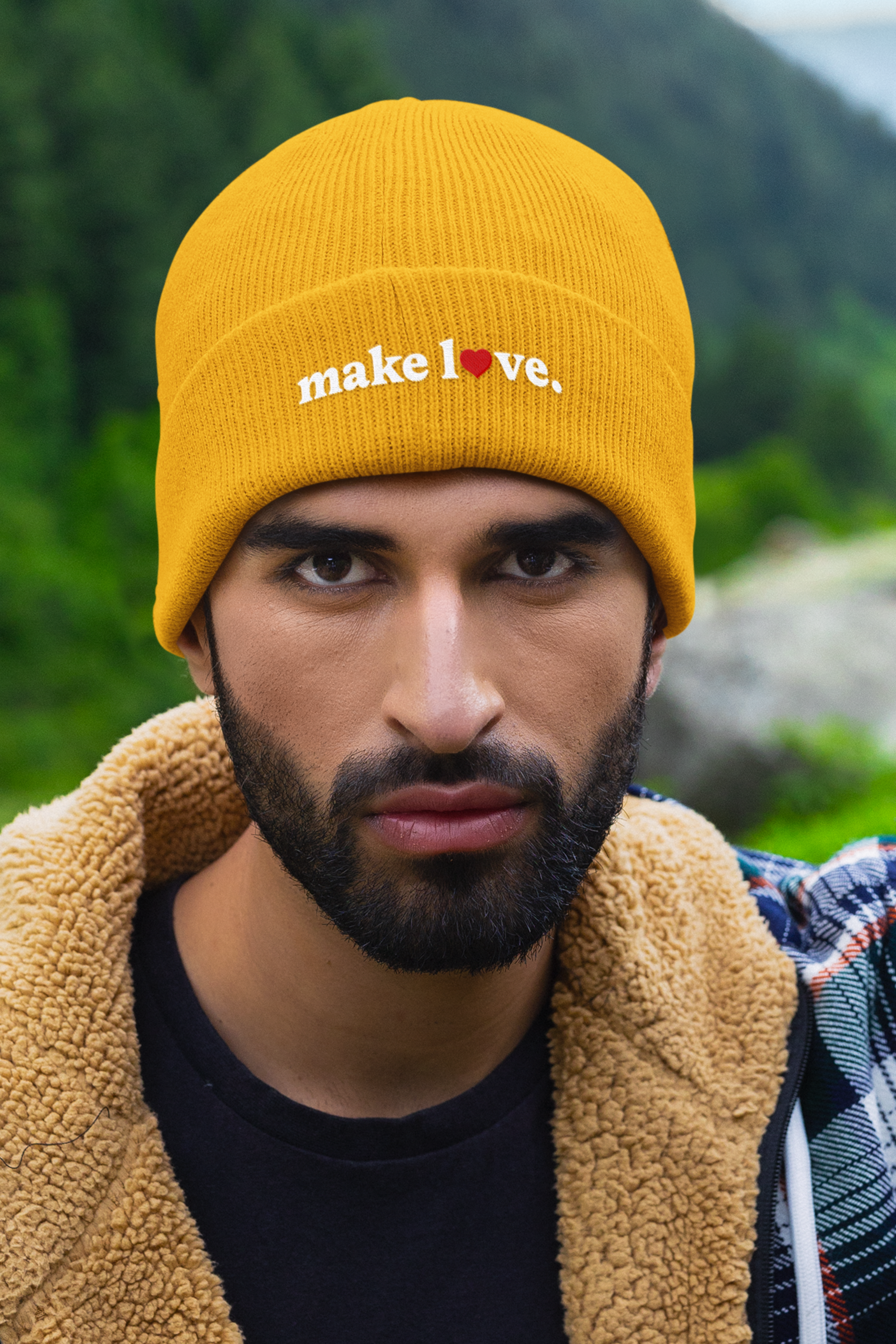 Make Love Embroidered Beanie, Cozy Cuffed Beanie Hat, Trendy Winter Accessory, Gift for Him or Her, Valentines Day Beanie, Unisex Hat