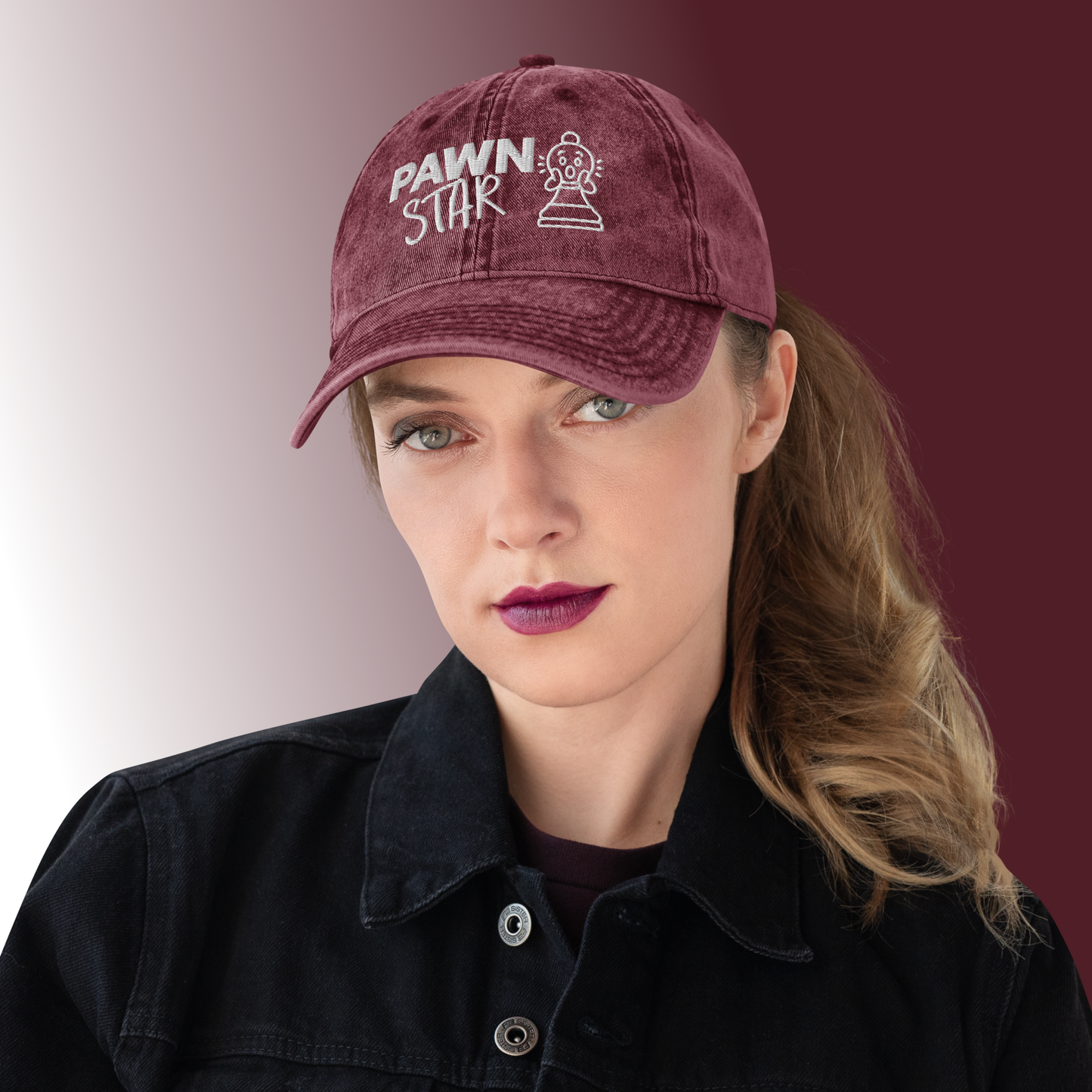 Big-Bang-Pixels-Pawn-Star-Cap-Woman-Maroon