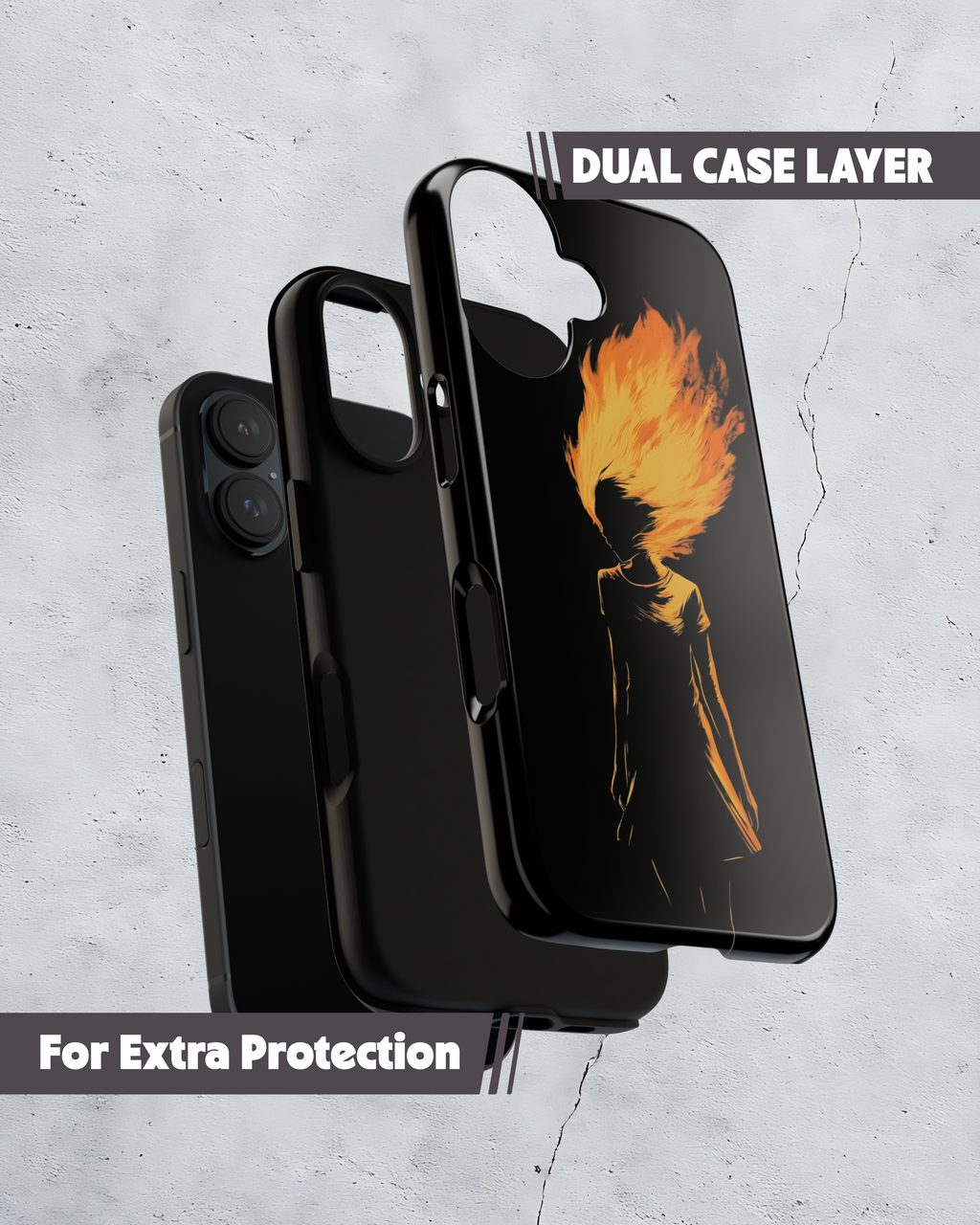 Fire Woman Silhouette Phone Case: Empowerment Art Cover