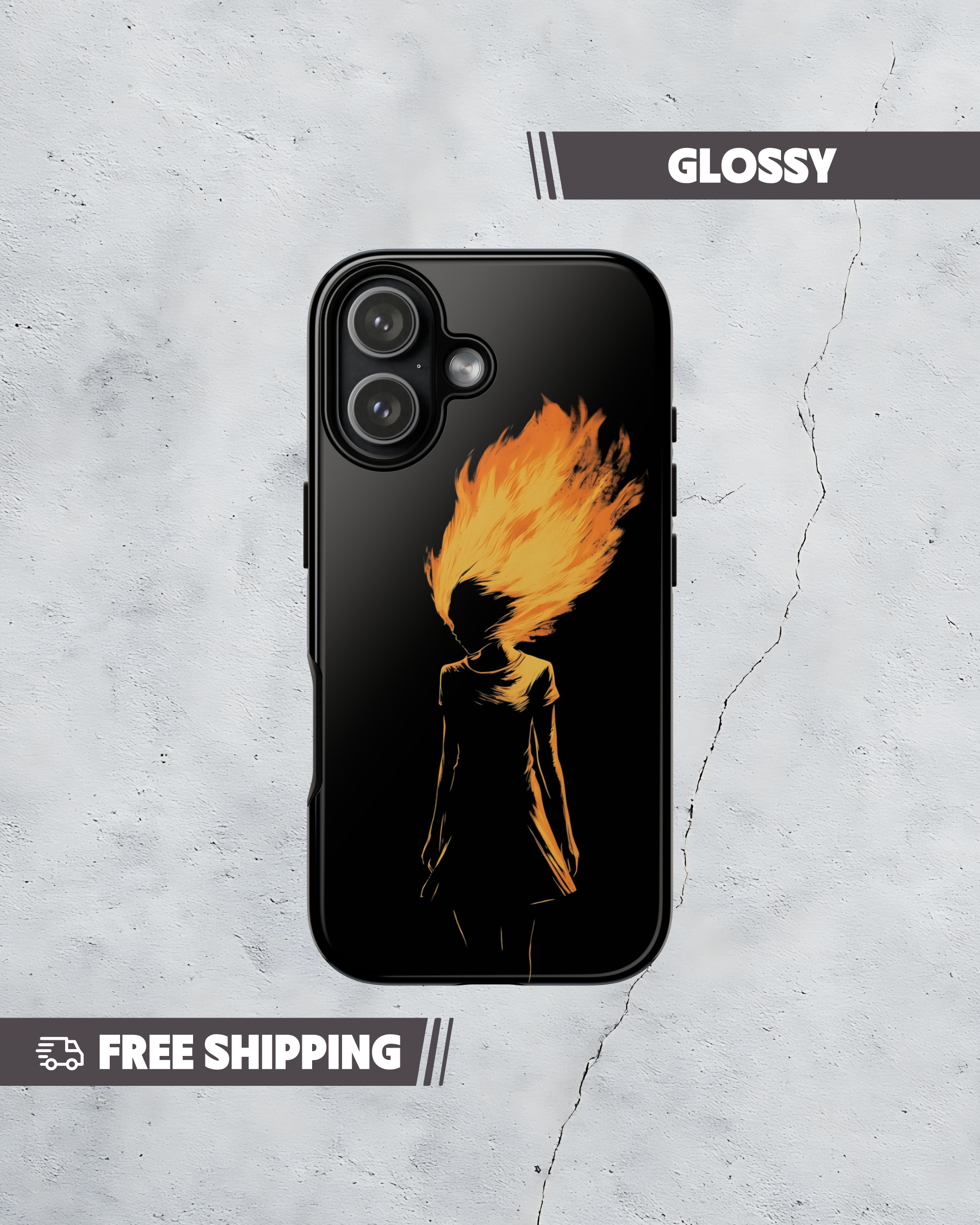 Fire Woman Silhouette Phone Case: Empowerment Art Cover