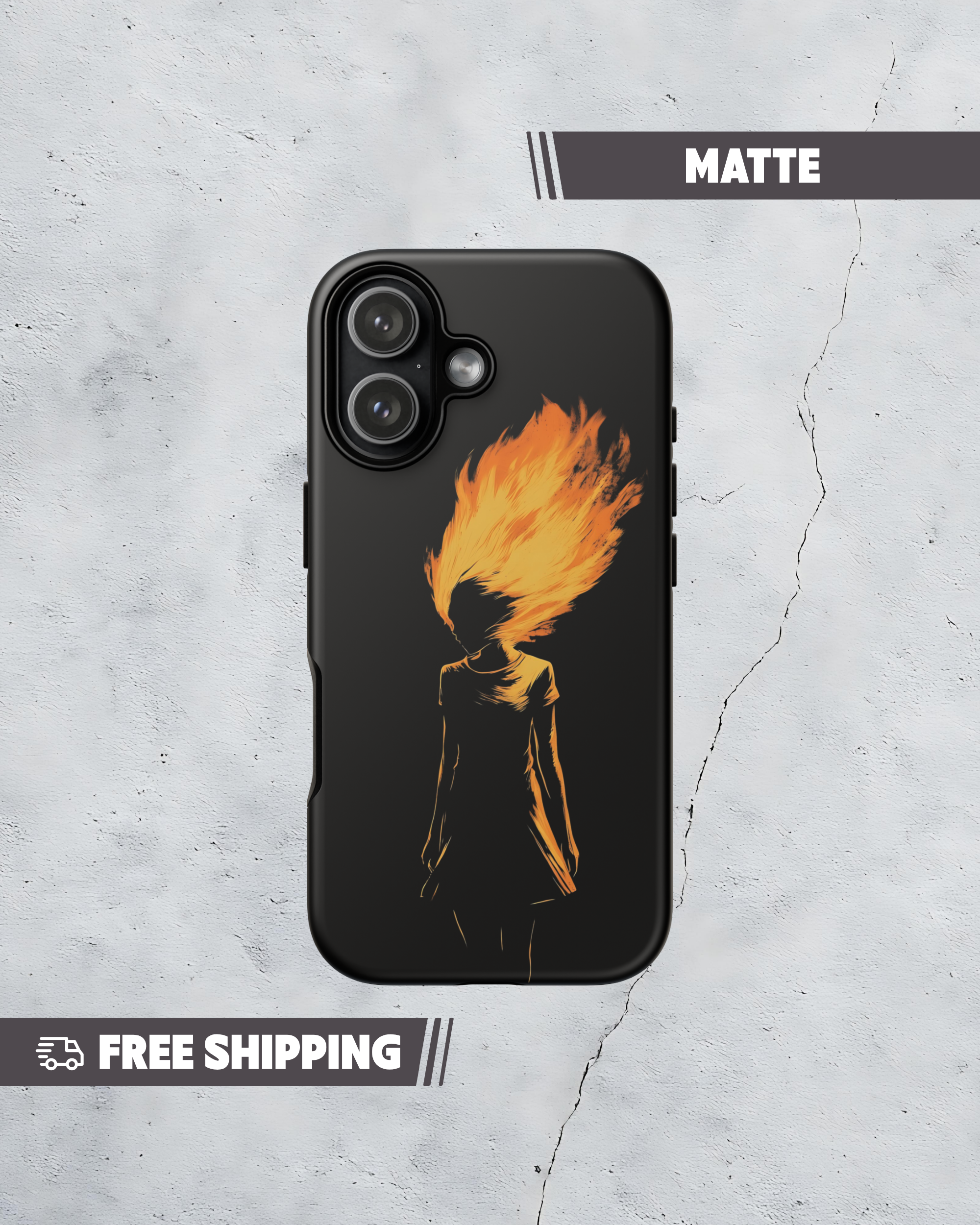 Fire Woman Silhouette Phone Case: Empowerment Art Cover