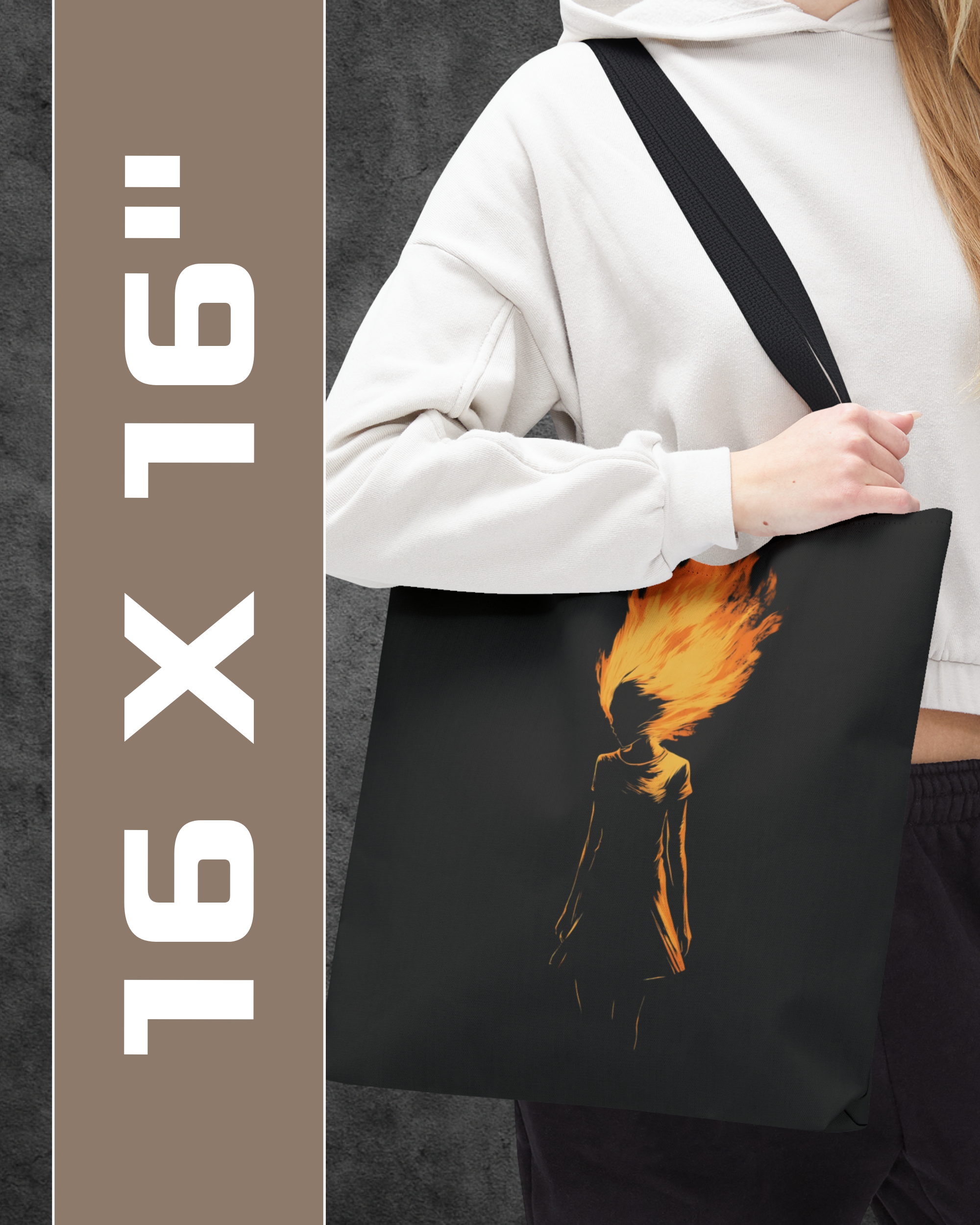 Amber Flame Tote Bag: Minimalist Silhouette Shopper for Creative Souls