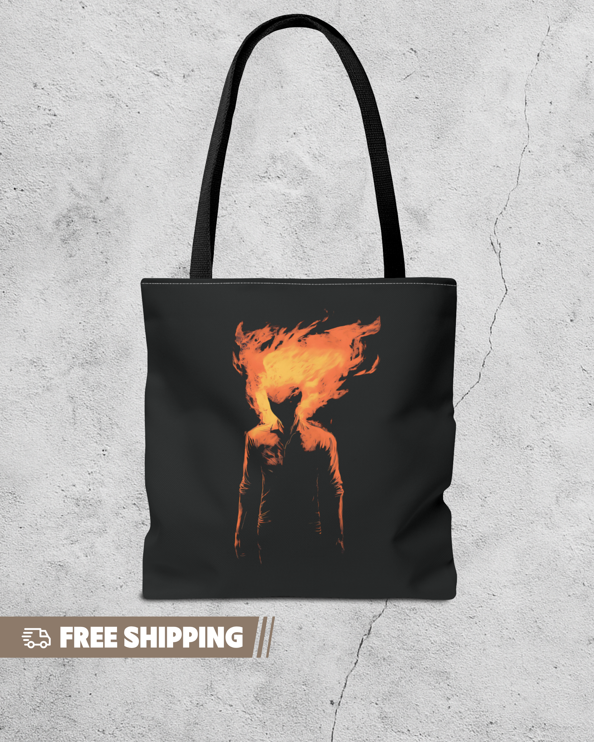 Amber Flame Tote Bag: Minimalist Silhouette Shopper for Creative Souls