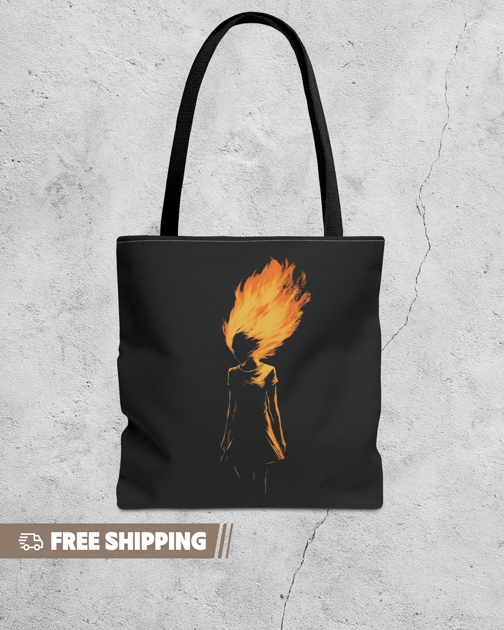 Amber Flame Tote Bag: Minimalist Silhouette Shopper for Creative Souls