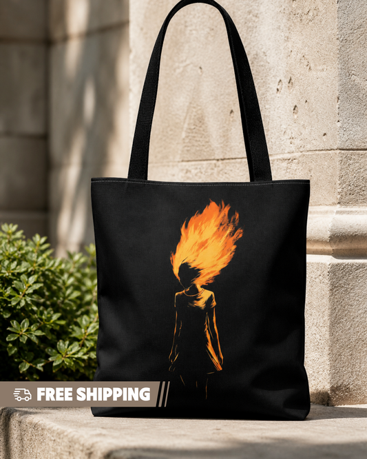 Amber Flame Tote Bag: Minimalist Silhouette Shopper for Creative Souls