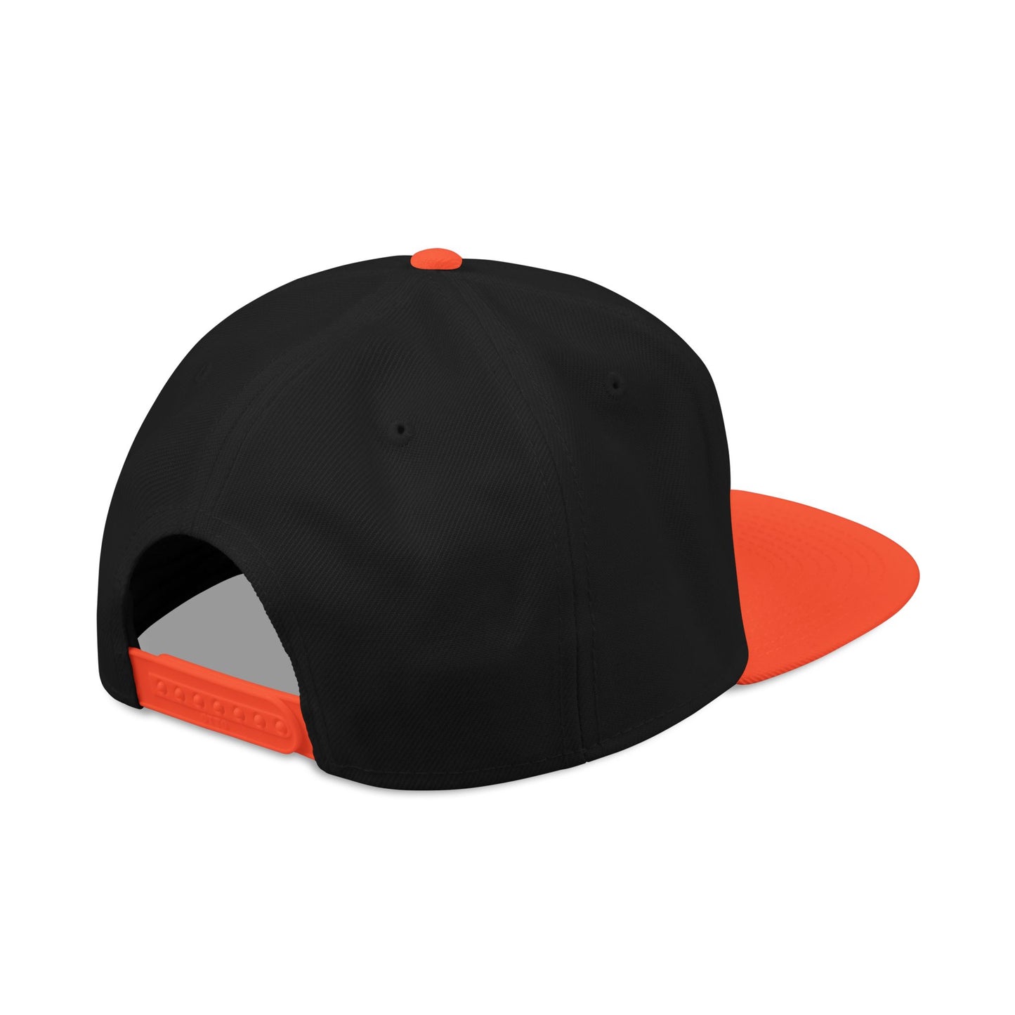 Black and orange cap on a white background